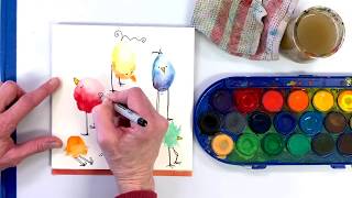How To Paint a Sunset with Palm Trees --Art Lesson for Kids 