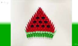اوریگامی سه بعدی هندوانه شب یلدا - آموزش ساخت هندوانه کاغذی - کاردستی - خلاقیت