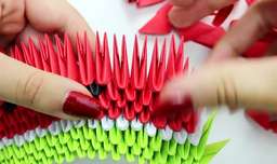 اوریگامی سه بعدی هندوانه - آموزش ساخت هندوانه کاغذی - کاردستی - خلاقیت