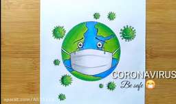 نقاشی در مورد کرونا ویروس و کره زمین :آموزش طراحی با مداد