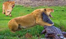 نبرد کروکودیل و شیر | حیوانات وحشی | تمساح و شیر | نبرد شیر و تمساح