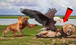 شگفت انگیزترین حمله حیوانات وحشی | حمله عقاب به شیر | نبرد حیوانات وحشی