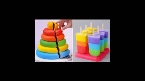 کیک آرایی : تزیین کیک و دسر : کیک رنگی رنگی