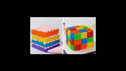 تزئین کیک رنگین‌کمان - آموزش کیک تولد و دسر