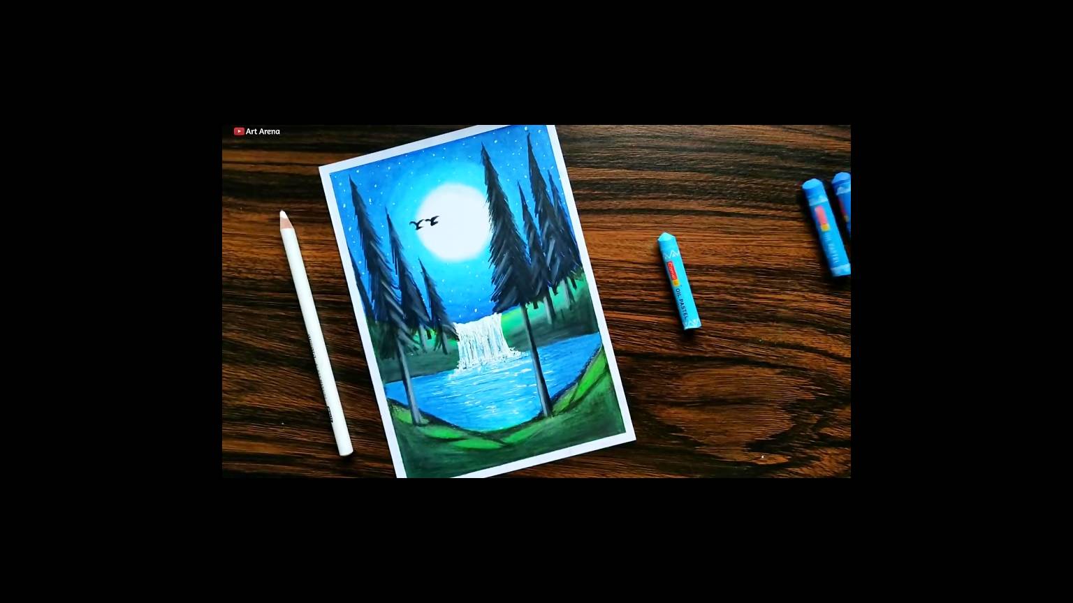 Easy Moonlight night scenery drawing step by step / pencil drawing ideas -  YouTube