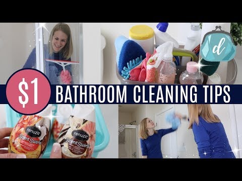 $1 CLEANING TIPS! 💙 Bathroom Deep Clean & Organize with Me (feat. Renuzit)