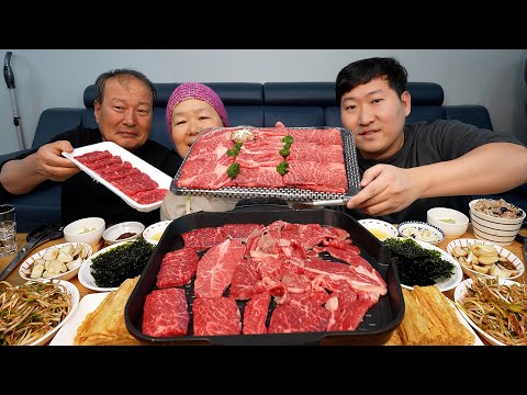 맛있는 한우를 더 맛있게 먹는 조합! 묵은지, 김, 파절이와 한우! (Grilled Korean beef) 요리&먹방!! - Mukbang eating show