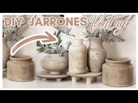 DIY COMO TRANSFORMAR JARRONES DE VIDRIO EN VINTAGE /RÚSTICOS  EFECTO CERÁMICA/ MANUALIDAD FÁCIL