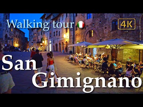 San Gimignano (Tuscany), Italy【Walking Tour】History in Subtitles - 4K