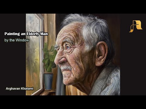 Oil Painting an elderly Man Portrait (an Elderly Man by the Window) | َArtist: Arghavan Khatami