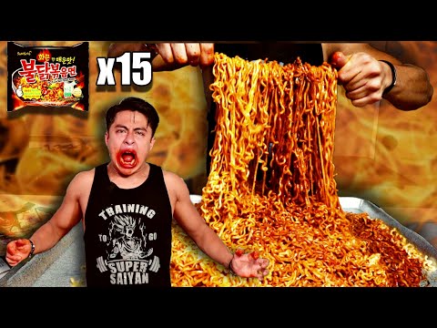 RETO DE LOS NOODLES MÁS PICANTES DEL MUNDO  **15 EXTREME SPICY NOODLES CHALLENGE 🔥🍜