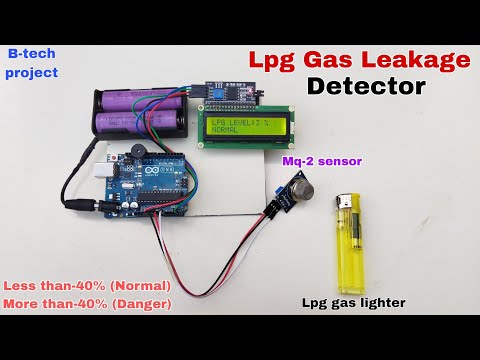 Lpg gas leakage detector with Lcd,Mq-2 gas sensor working,b-tech project,Lpg detector,hr robotics