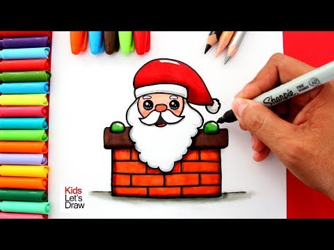 Aprende a dibujar a Papá Noel (Santa Claus) saliendo por la Chimenea