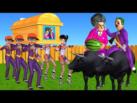 Scary Teacher 3D NickJoker vs Tani Harley Quinn Troll Miss T and Hello NeighborJoker vs Coffin Dance