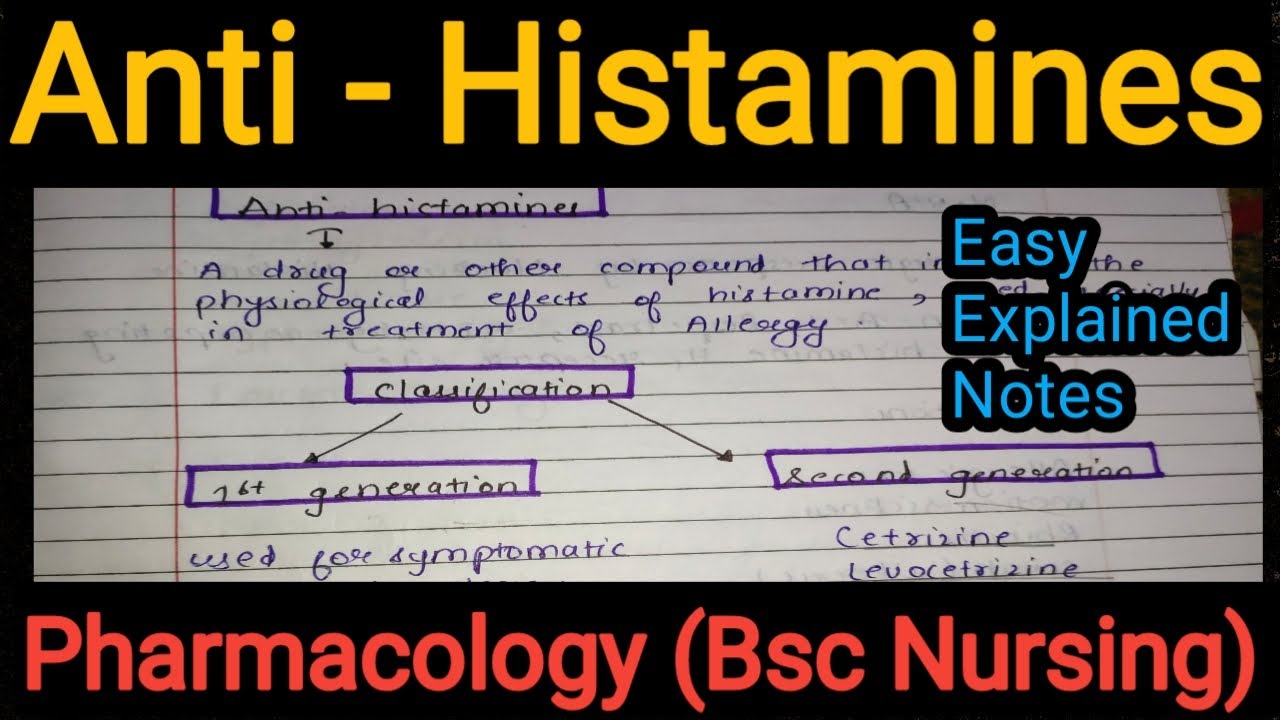 Notes Of Anti - Histamines in Pharmacology in Hindi  (Bsc Nursing)