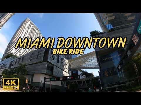 Miami Downtown & Brickell - Bike Ride - 4K