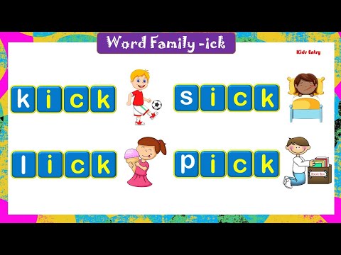 Word Family -ick for beginners | ick Family Words for kids | CVS Word Family ick | ick phonic words