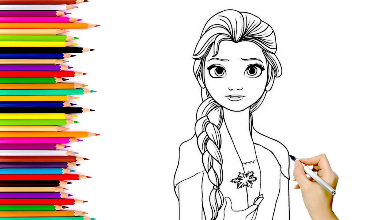 Elsa Frozen Princess ❄️ Drawing & Pencil Coloring for Kids Easy