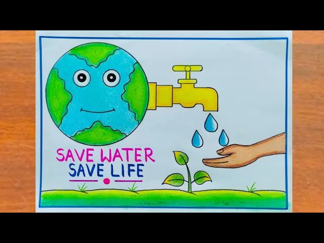 World Environment Day Poster Drawing Easy Steps / Save Water Save Life ...