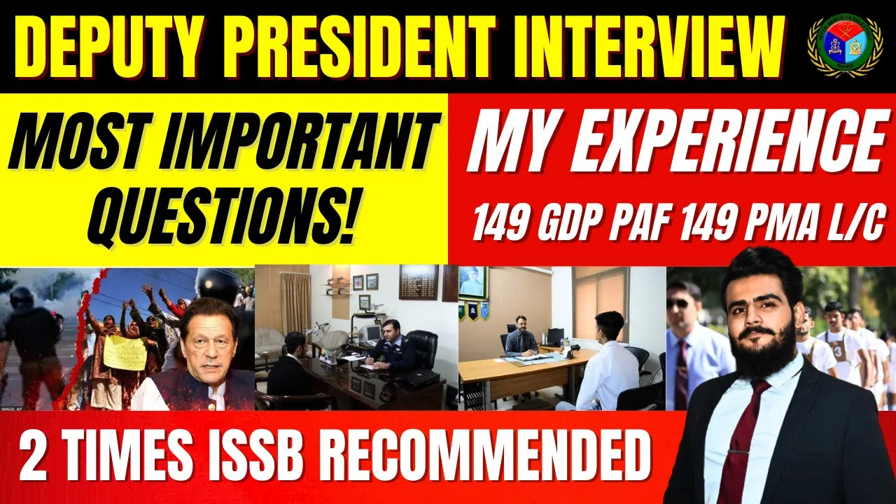 Deputy President Interview | LATEST IMPORTANT QUESTIONS | ISSB | Sheraz Ahmad Awan